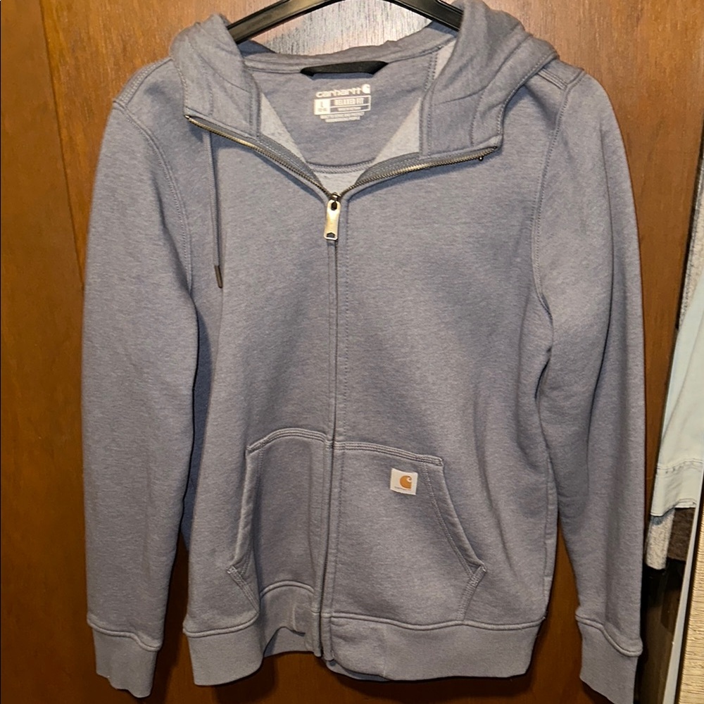 Women’s Carhartt relaxed fit heavyweight full zip hooded sweatshirt heather blue
